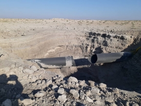 من الاعتداء الإرهابي على خط الغاز العربي بمنطقة حران العواميد بريف دمشق