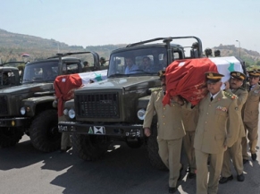 تشييع الشهداء الأبطال توركماني وراجحة وشوكت إلى مثاويهم الأخيرة في صرح الشهيد بدمشق