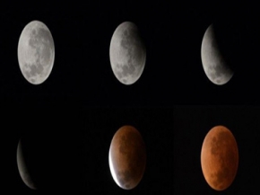 تحول القمر للون الدم في مشهد مبهر