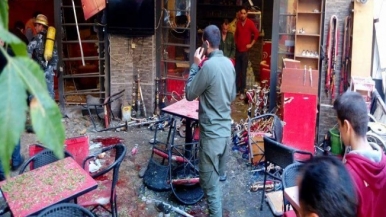 الأضرار الناجمة عن سقوط القذائف التي أطلقتها المجموعات المسلحة اليوم على منطقة الصالحية بدمشق