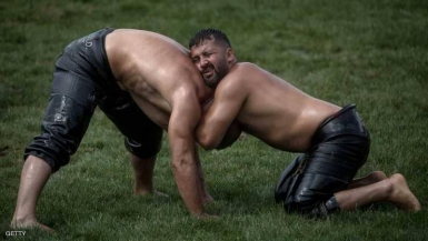 مصارعة تركية بأجسام مدهونة بالزيت