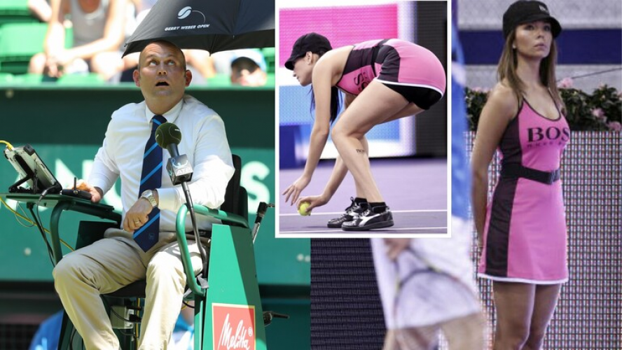 حكم كرة مضرب يتحرش بجامعة كرات على على البث المباشر