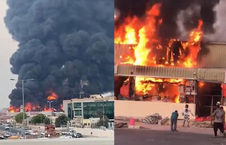 حريق هائل في الإمارات يلتهم سوق ايراني   