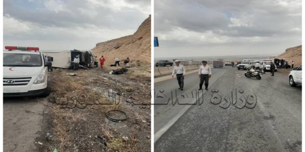 وفاة شخص وإصابة 15 آخرين جراء تدهور بولمان على أوتوستراد دمشق - حمص