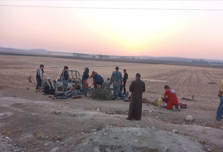 إصابة 20 عاملاً بحادث سير على طريق معردس في حماة