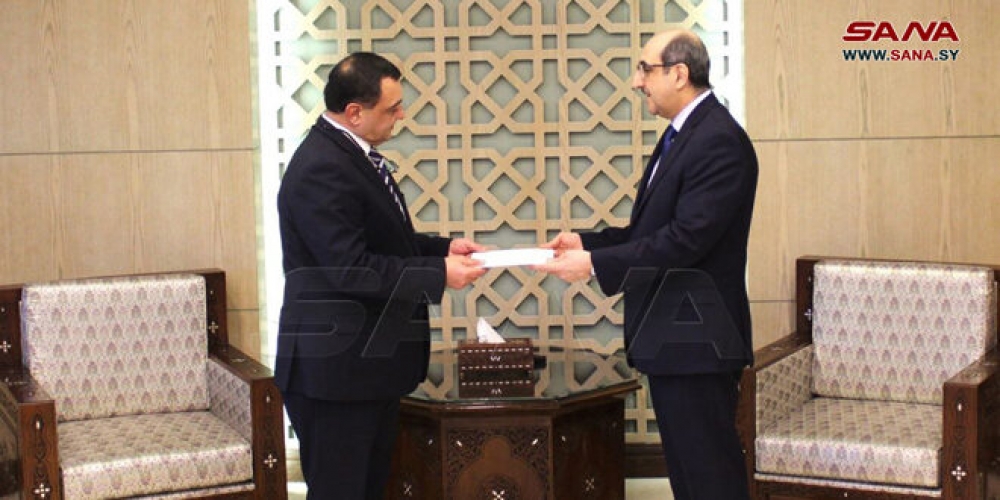 الوزير صباغ يتسلم نسخة من أوراق اعتماد سفير أرمينيا لدى سورية