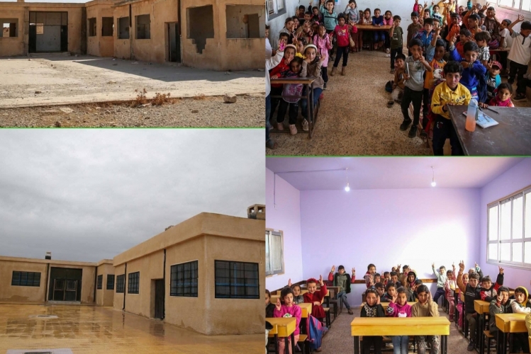 مؤسسة الآغا خان تعيد تأهيل مدرسة أبو حنايا بريف حماة 