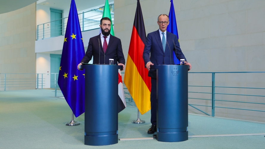 الشرع من برلين: منفتحون على شراكة متوازنة مع أوروبا.. ميرتس: ندعم إعادة إعمار سوريا